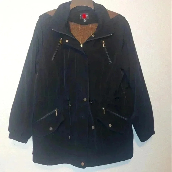 Gallery Petite Size PM Adjust Cinch Waist Removable Liner Black Jacket - Picture 1 of 12